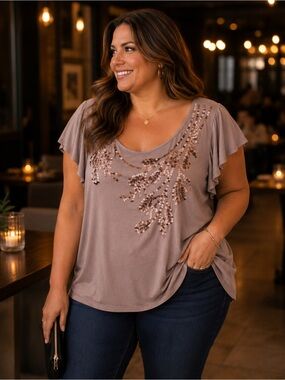 Purple Sequin Tee